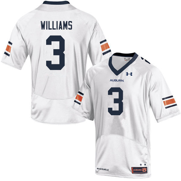 Men's Auburn Tigers #3 D.J. Williams White 2019 College Stitched Football Jersey